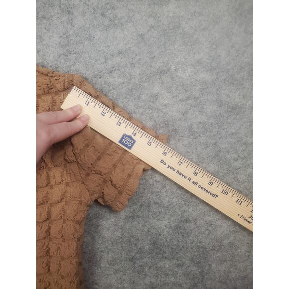 NWT Juniors Persaya S Taupe Short Sleeve Popcorn Top Super Stretchy - Picture 7 of 8